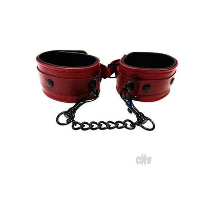 Anaconda Leather/Suede Adjustable Ankle Cuffs with Detachable Chain - Model AC-001 - Unisex - Sensual Pleasure - Burgundy/Black