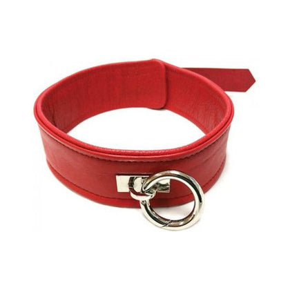 Rouge Plain Collar 1 Ring Red - Premium Leather BDSM Collar with Removable O-Ring for Submissive Play - Model R1R, Unisex, for Neck Pleasure - Fiery Red