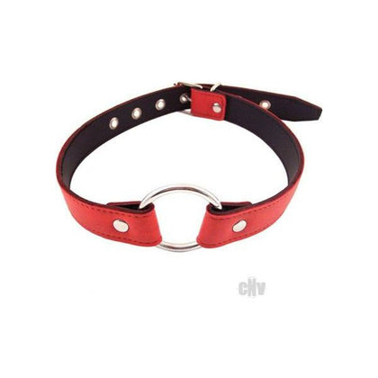 Luxury Leather Rouge O Ring Gag Red - Adjustable Buckle Strap, Metal O-Ring - BDSM Sex Toy for Submissive Play - Adult Naughty Store