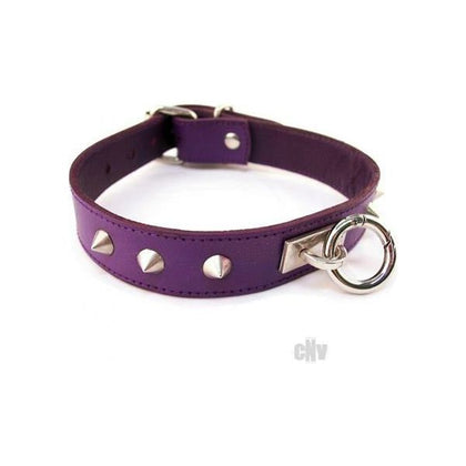 Leather Bound Pleasure: Rouge O Ring Studded Collar Purple - Adult Naughty Store