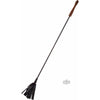 Leather Riding Crop with Feathered Strips - Model RL-2000 - Unisex BDSM Sex Toy - Black - Adult Naughty Store