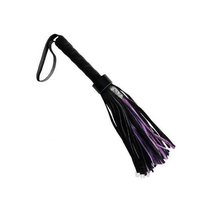 Leather Delight Short Suede Flogger - Model X1 - Unisex - Intense Sting and Sensation Play - Black/Purple