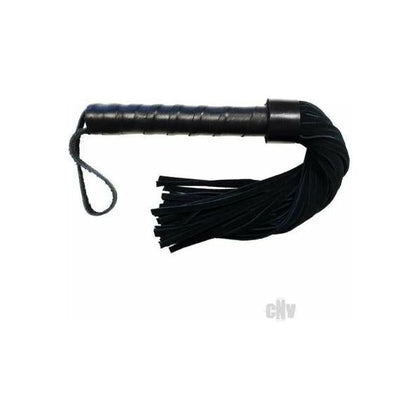 Introducing the Luxe Leather Handle Short Suede Flogger - Model RLSF-15.75B: A Sensational Pleasure Tool for All Genders, Designed for Intense Sensations in Exquisite Black