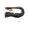 Rouge Leather Flogger Wooden Handle Black - Luxurious BDSM Whip for Sensual Impact Play - Model RF-59 - Unisex Pleasure Toy in Exquisite Black Color - Adult Naughty Store