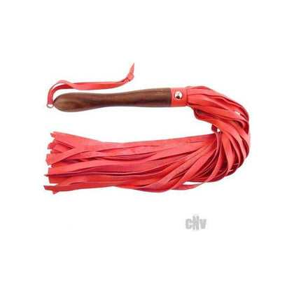 Rouge Leather Flogger Wooden Handle Red - The Ultimate Pleasure Tool for Sensual Domination, Model LFR-001, Unisex, Intense Impact Play, Fiery Red