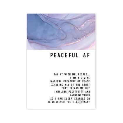 Warm Human Ink + Soul Peaceful Af Greeting Card - Luxurious 6-Pack of Sophisticated and Snarky Greeting Cards with Velvet-Finish and UV Spot Gloss Details - Adult Naughty Store