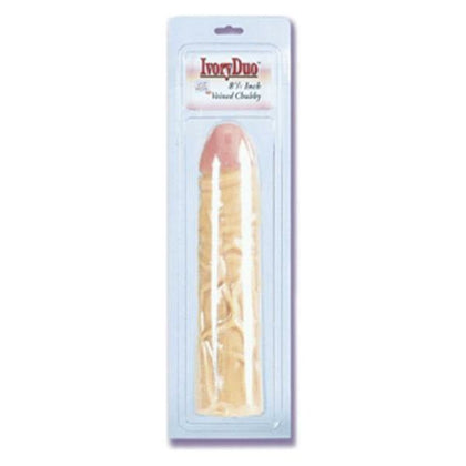 Elegant Pleasures Ivory Duo Veined Chubby 8.5 Inch Ivory Realistic Dildo - For Sensual Delights in Intimate Moments