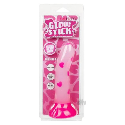Introducing the LuxeDiva Glow Stick Heart Dildo, Model X27 - Pink: A Delightful Illuminated Pleasure Companion for All Genders!