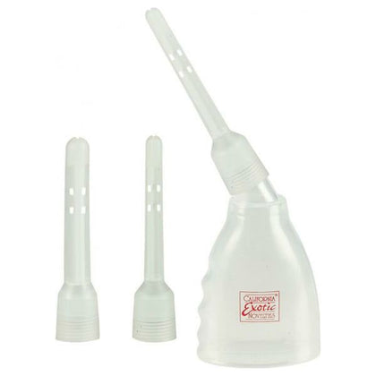 Introducing the PleasurePro Ultimate Douche with 2 Interchangeable Nozzles - Model DP-2000: The Perfect Intimate Hygiene Solution for All Genders - Anal and Vaginal Cleansing - Transparent