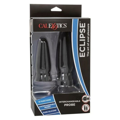 Eclipse Interchangeable Probe - Premium Silicone Rechargeable Anal Probe (Model EIP-BLK) - Unisex Pleasure - Black - Adult Naughty Store