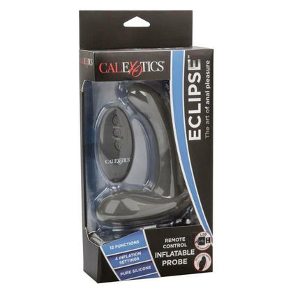 Introducing the Eclipse Remote Control Inflatable Probe - Premium Silicone Rechargeable Vibrating and Inflatable Probe for Unforgettable Pleasure - Model ECL-RCP-001 - For All Genders - Designed for Anal Stimulation - Sensual Black