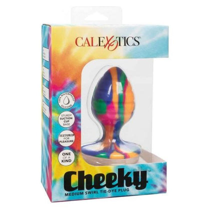 Cheeky Swirl Tie Dye Silicone Medium Plug - Model CSTM-001 - Unisex Anal Pleasure - Rainbow - Adult Naughty Store