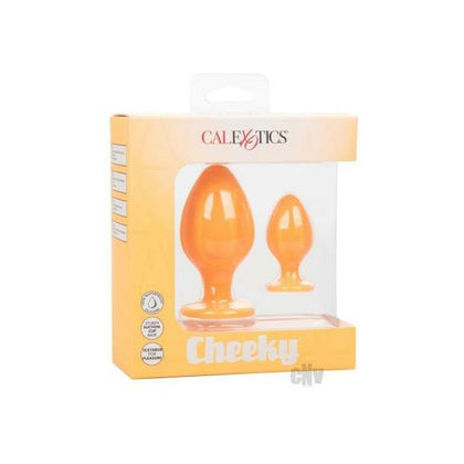 Cheeky Orange Silicone Anal Plug Set - Model C235 - Unisex Butt Toy for Sensual Pleasure - Vibrant Orange