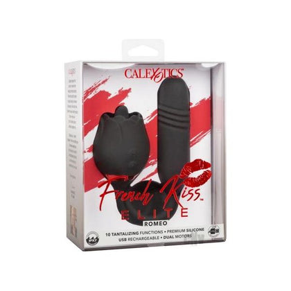 French Kiss Elite Romeo Thrusting Bullet & Flickering Teaser | Dual Motor Vibrator for Intense Pleasure | Men and Women | G-Spot and Clitoral Stimulation | Velvet Black - Adult Naughty Store