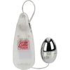 Introducing the Pocket Exotics Vibrating Silver Egg Compact Pleasure Bullet - Model SE-123: Powerful Stimulation for Women, Silver - Adult Naughty Store