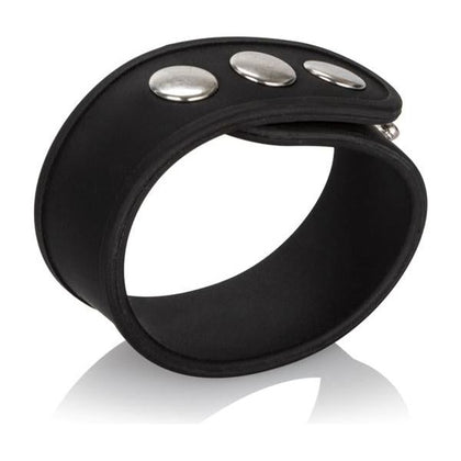 Introducing the Luxe Pleasure Co. Silicone Tri Snap Erection Ring Black - Model XR-5001: The Ultimate Enhancer for Endless Pleasure and Stamina - Adult Naughty Store