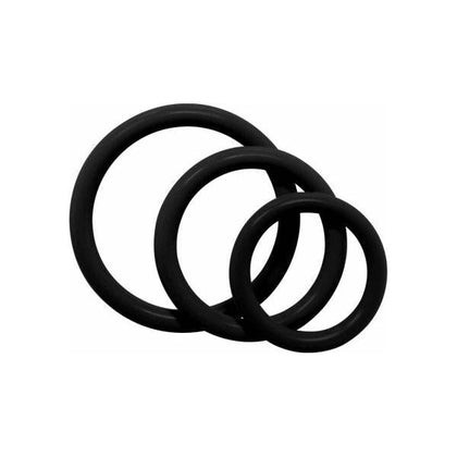 Introducing the Sensual Pleasures Tri-Rings Set: The Ultimate Collection of Black Rubber Rings for Enhanced Intimacy - Adult Naughty Store