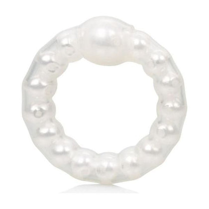 Introducing the Exquisite Pleasure Pearl Beaded Prolong Cock Ring White - The Ultimate Erection Enhancer for Men