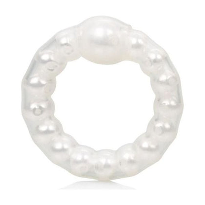 Introducing the Exquisite Pleasure Pearl Beaded Prolong Cock Ring White - The Ultimate Erection Enhancer for Men - Adult Naughty Store