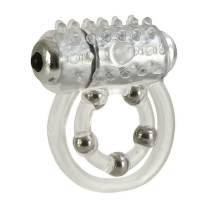 Introducing the Maximus Waterproof Double Enhancement Ring with 5 Stroker Beads - Clear: The Ultimate Pleasure Experience for Couples - Adult Naughty Store