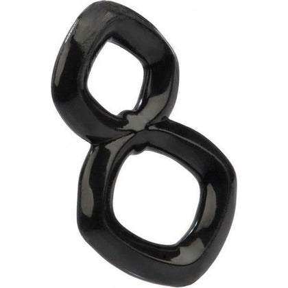 Introducing the SensaPleasure Crazy 8 Enhancer Double Cock Ring Black - Model CRZ8-2021: Ultimate Pleasure for Him and Her - Adult Naughty Store