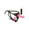 Introducing the PleasureMaxx Dual Harness EZ Snap Vibrating Dong And Plug - Pink: The Ultimate Simultaneous Stimulation Experience for Couples