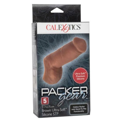Packer Gear Silicone STP 5 Brown - Realistic Hollow Packer with Stand-to-Pee Functionality for Men - Ultra-Soft Premium Silicone - Size: 5 x 1.75 in.
