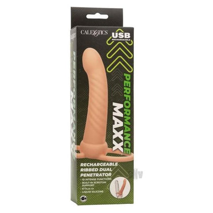 Performance Maxx Ribbed Dual Penetrator White - The Ultimate Rechargeable Intimate Stimulator for Him and Her