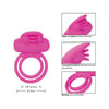 California Exotic Novelties Rechargeable Dual Clit Flicker Enhancer Vibrating Cock Ring - Model DFE-5001 - For Him and Her - Intense Pleasure for Couples - Pink