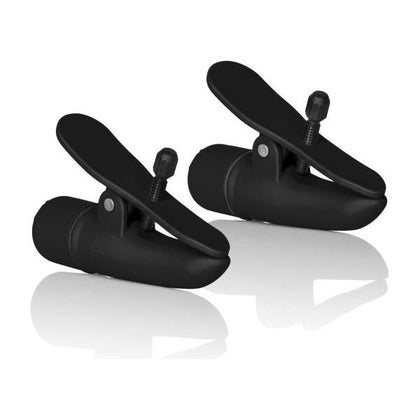 Introducing the Nipple Play Nipplettes Black Vibrating Nipple Clamps - Model NP-200X: The Ultimate Pleasure Experience for All Genders!