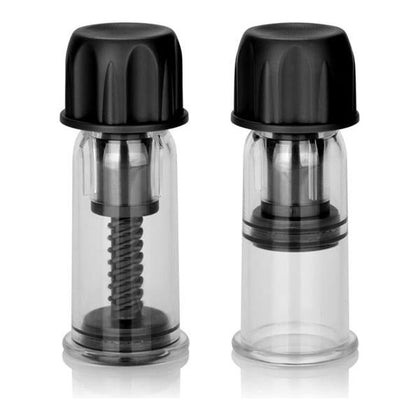 Introducing the Sensual Pleasure Zone Nipple Play Vacuum Twist Suckers - Model NPVS-2B: Unleash Your Desires with these Adjustable Suction Stimulators for Enhanced Sensitivity - Black - Adult Naughty Store