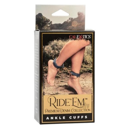 Ride `em Premium Denim Collection Ankle Cuffs - The Ultimate BDSM Restraint Experience for All Genders, Enhancing Ankle Pleasure in Sensational Blue Denim