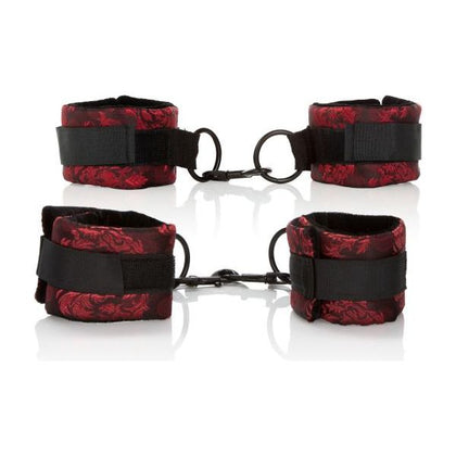 Scandal Universal Cuff Set: Adjustable Plushy Cuffs with Velcro Closure for Sensual Bondage Play - Model UC-14, Unisex, Wrist and Ankle Restraints, Red - Adult Naughty Store