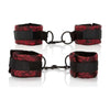 Scandal Universal Cuff Set: Adjustable Plushy Cuffs with Velcro Closure for Sensual Bondage Play - Model UC-14, Unisex, Wrist and Ankle Restraints, Red - Adult Naughty Store