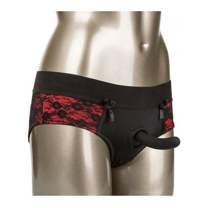 Scandal Crotchless Pegging Panty Set Red L-XL: The Ultimate Pleasure Experience for Adventurous Couples - Adult Naughty Store