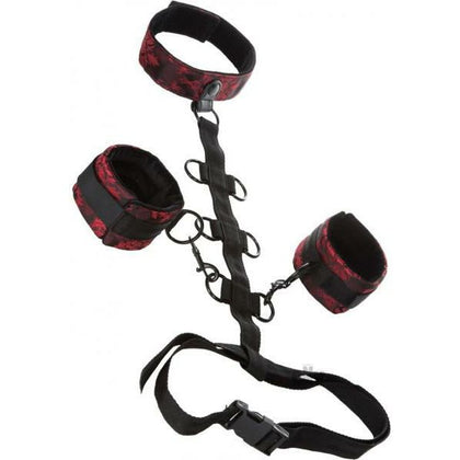 Scandal Collar Body Restraint - Luxurious BDSM Neck Restraint with Universal Cuffs and Adjustable Straps - Model SC-900 - Unisex - Pleasure Enhancer for Neck and Body - Black - Adult Naughty Store