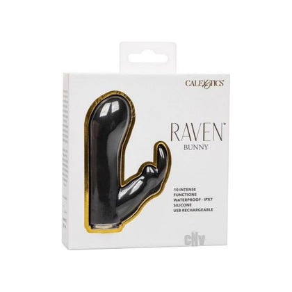 Luxurious Raven Bunny RB-500 Mini Dual Massager for Women - Clitoral Stimulation - Elegant Black