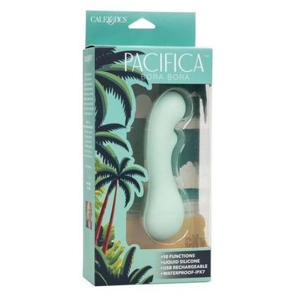 Introducing the Luxe Pleasures Pacifica Bora Bora Green Liquid Silicone G-Spot Vibrator - Model PB1001 for Women - Indulge in Blissful Intimacy