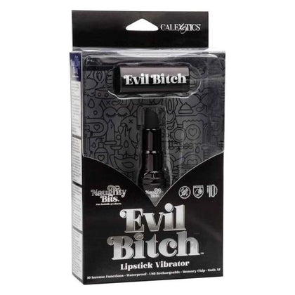 Introducing the Sensual Pleasures Naughty Bits Evil Bitch Lipstick Vibrator - Model NB-500X: A Powerful and Discreet Lipstick Vibe for Women, Delivering Intense Stimulation to Your Favorite P - Adult Naughty Store