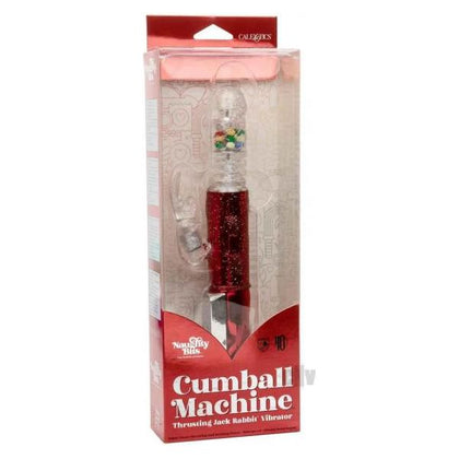 Introducing the Sensual Pleasures Naughty Bits Cumball Machine Thrusting Jack Rabbit Vibrator - Model NBJR-5000, for Women, Designed for Dual Stimulation, in a Mesmerizing Red and Clear Design