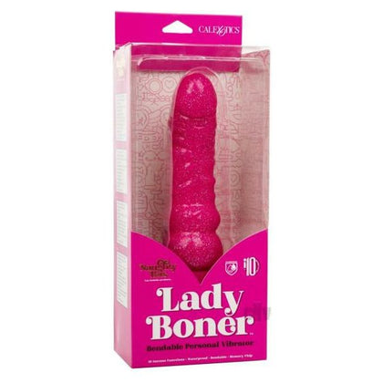 Introducing the Sensual Pleasure Co. Naughty Bits Lady Boner Bendable Vibrator - Model NB-3000: A Powerful and Flexible Pleasure Device for Women in Glittered Finish - Adult Naughty Store