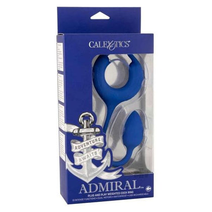 Admiral Plug and Play Blue - Weighted Cock Ring with 10 Functions of Vibrations for Men's Pleasure