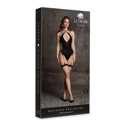 Metix Xvi Black Fishnet Body with Garters - Seductive Open-Back Lingerie for Women - Size XS to XL - Adult Naughty Store