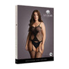 Introducing the Sensual Curves Fence Net Suspender Bodystock Qn Blk - Plus Size Lingerie for Ultimate Seduction