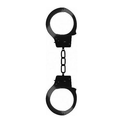 Introducing the Sensual Pleasures Metal Black Beginners Handcuffs - Model SPM-001 - Unisex - Wrist Restraints for Exquisite Pleasure - Adult Naughty Store