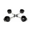 Ouch! Leather Hand and Leg Cuffs - Premium Bondage Restraints for Sensual Play - Model X7B9 - Unisex - Enhanced Pleasure - Black - Adult Naughty Store