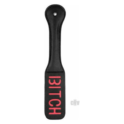 Introducing the Ouch Paddle Bitch Black: Firm Leather Impact Toy for Unforgettable Submissive Experiences