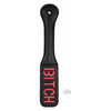 Introducing the Ouch Paddle Bitch Black: Firm Leather Impact Toy for Unforgettable Submissive Experiences