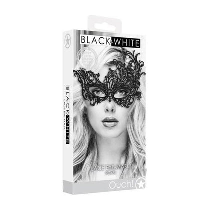 OUCH! Royal Black Lace Eye Mask - Elegant Venetian Inspired Handmade Lingerie Accessory for Sensual Play - Model: OLM-001 - Unisex - Enhances Pleasure - One Size Fits All