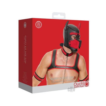 Ouch! Neoprene Puppy Play Kit - S-M Red: The Ultimate Training Set for Pet Play Enthusiasts - Adult Naughty Store